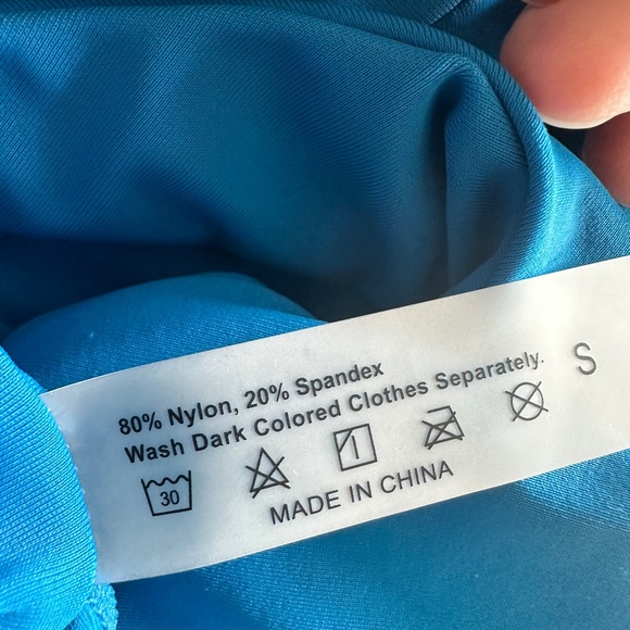 SHEIN plunging blue bikini top fixed straps hook back closure cobalt blue size S - Picture 7 of 9